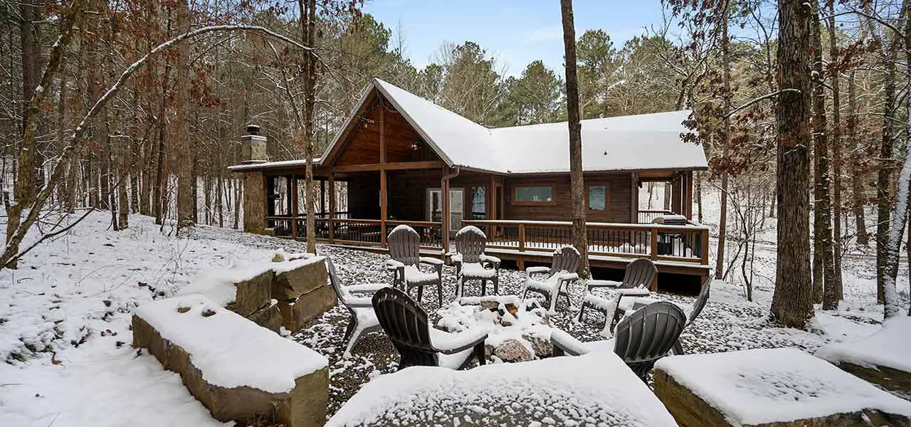 Cozy cabin in Broken Bow during winter
